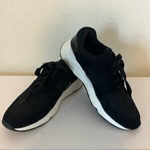 Halogen Nordstrom Black  Lace Up Tongueless Sneaker Sz 9.5  Leather Fabric Upper